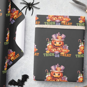 Name Pumpkin Orange Purple Spooky Halloween Candy Wrapping Paper
