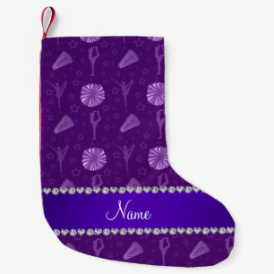 Name purple cheerleading pompoms bullhorns stars small christmas stocking
