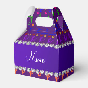 Name purple rainbow gymnastics hearts stars favor box