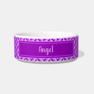 Name Purple Three-Tone Diamond Pattern Pet Bowl