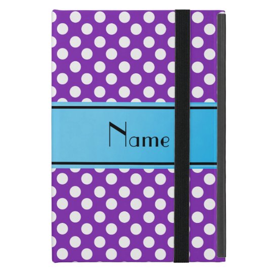 Name purple white polka dots blue stripe cover for iPad mini