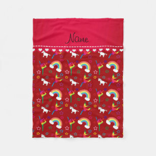 Name red gymnastics rainbows unicorns fleece blanket