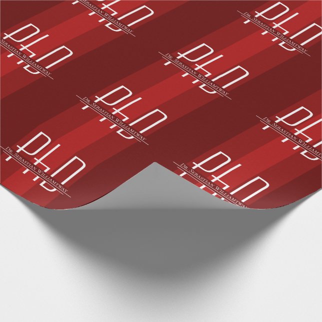 Name Red Name Graduation PhD Wrapping Paper (Corner)