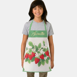 Name Red Strawberries With Green Leaves Apron