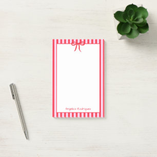 Name red stripes bow trendy elegant stylish post-it notes