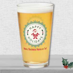 Name, Retro Starburst Happy Holidays, 16oz. Pint Glass