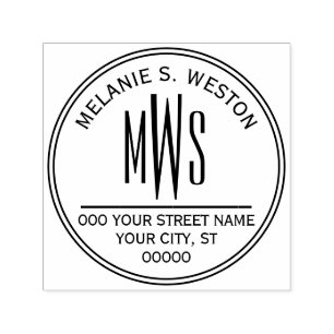 Name Return Address 3 Initial Monogram 2X Frame Self-inking Stamp