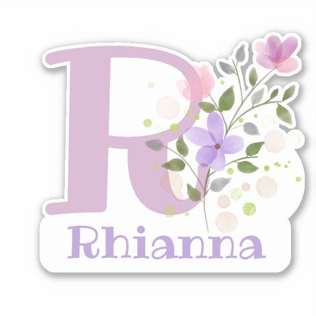 Name Rhianna plus Initial with Floral Design (Front)