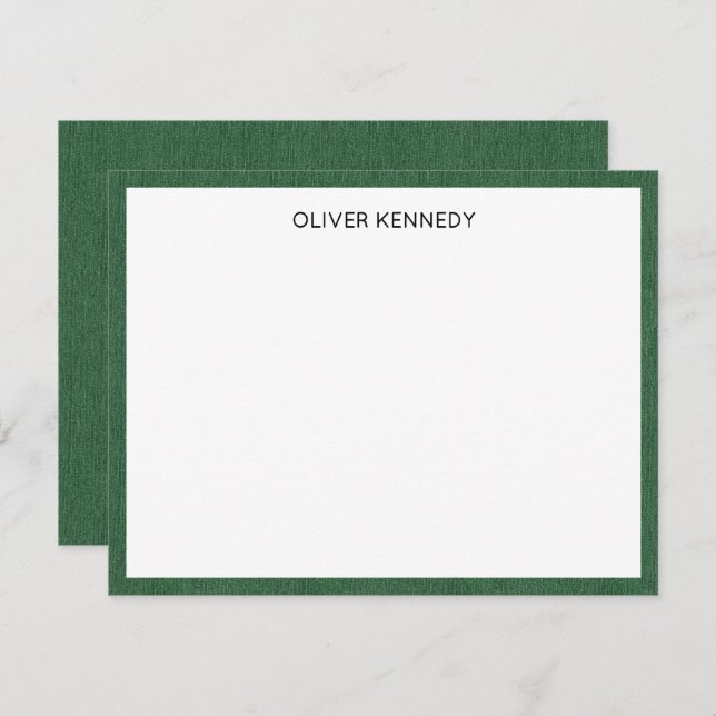 Name || Rich Forest Green Denim Print Frame Card (Front/Back)