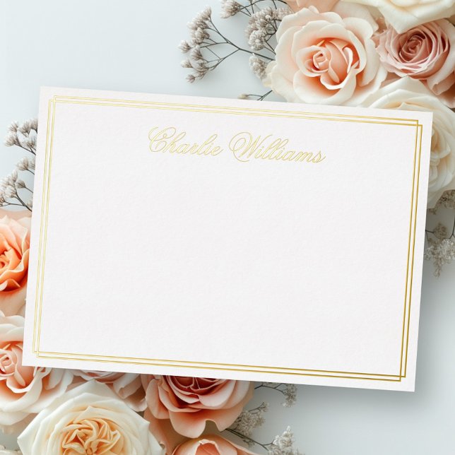 Name romantic script silver gold foil note card (Name romantic script silver gold foil note card)