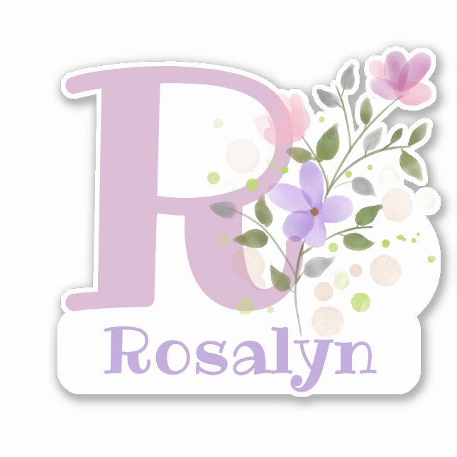 Name Rosalyn plus Initial with Floral Design (Front)