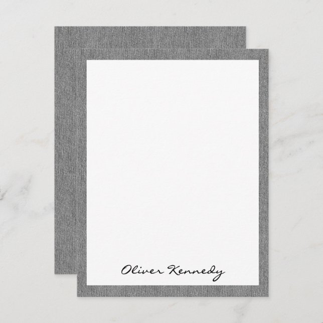 Name || Rustic Light Grey Denim Print Frame Card (Front/Back)