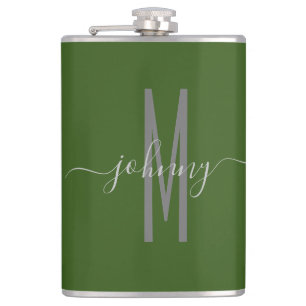 Name Script Monogrammed Style Flask
