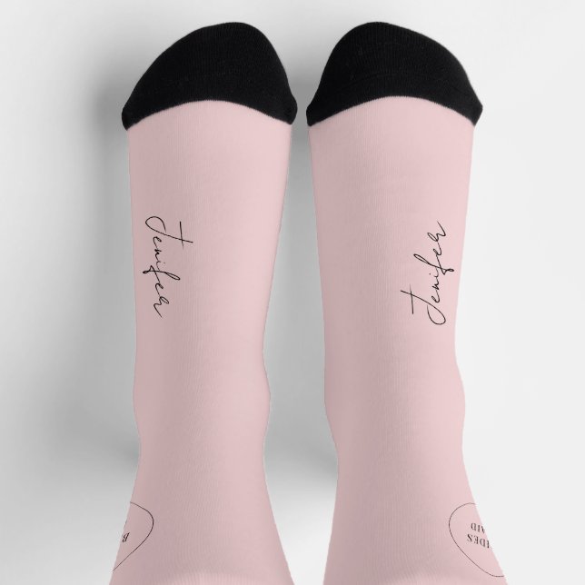Name script personalized pink wedding favour socks (Top)