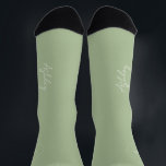 Name script personalized wedding favour sage green socks<br><div class="desc">Elegant chic light sage greenery green bride socks personalized with her name in chic signature style calligraphy script.</div>