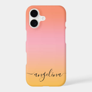 Name Script Text Monogram Gradient Ombre Orange  