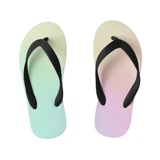 Name Script Text Muted Gradient Ombre Rainbow  Kid's Flip Flops (Footbed)