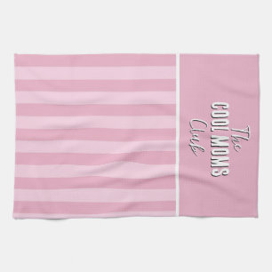 Name Script Vintage Pink Stripe Kitchen Towel