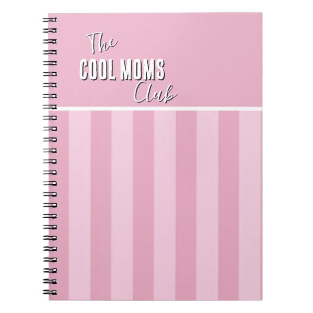 Name Script Vintage Pink Stripe Notebook (Front)