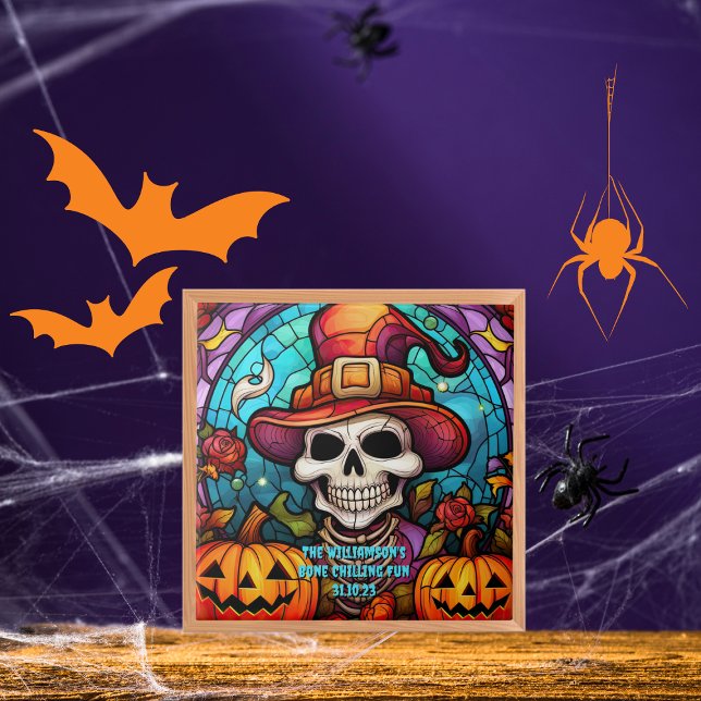 Name Sentiment Year Spooky Skeleton Halloween Tile (Creator Uploaded)