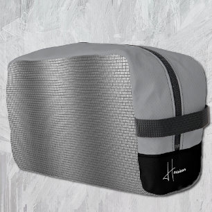 Name    Shiny Metal Grid Effect Masculine Dopp Kit