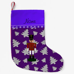 Name silver purple christmas trees nutcracker small christmas stocking