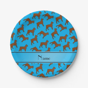 Name sky blue Bouvier des Flandres dogs Paper Plate