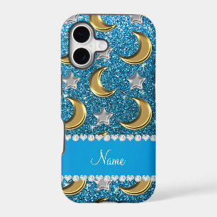 Name sky blue glitter gold moons silver star