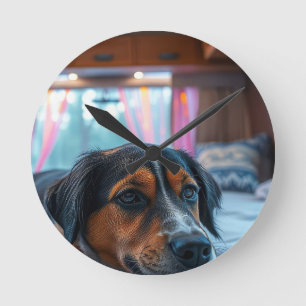 Name: Sleeping Dog Dreams Round Clock