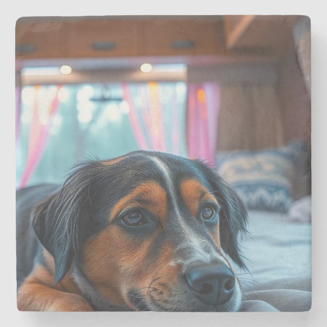 Name: Sleeping Dog Dreams Stone Coaster (Front)