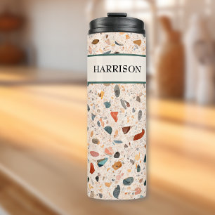Name, Small Chips Speckled Terrazzo Pattern 16oz Thermal Tumbler
