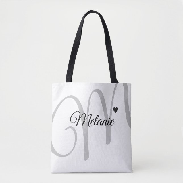 name small-love-heart white tote bag (Front)