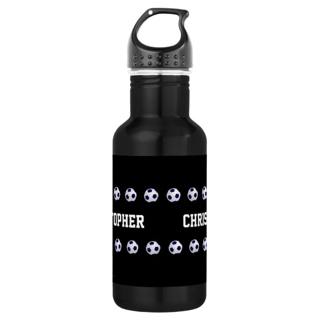 Name, Soccer Ball, Black & White 532 Ml Water Bottle (Front)