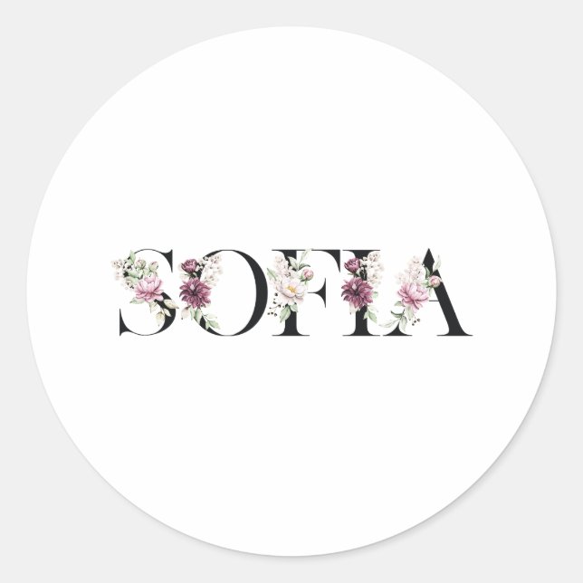Name Sofia. Classic Round Sticker (Front)