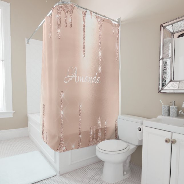 Name Sparkly Glitter Drips Blush Rose Gold White (In Situ)