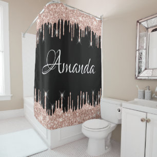 Name Sparkly Glitter Drips Pink Rose Gold Blush