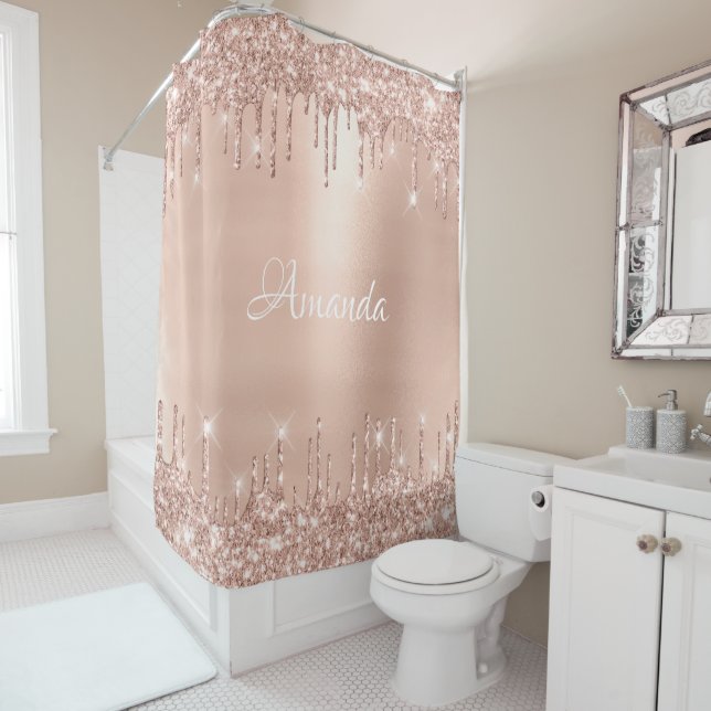 Name Sparkly Glitter Drips Pink Rose Gold White (In Situ)
