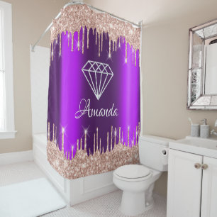 Name Sparkly Glitter Drips Pink Rose Purple Bridal