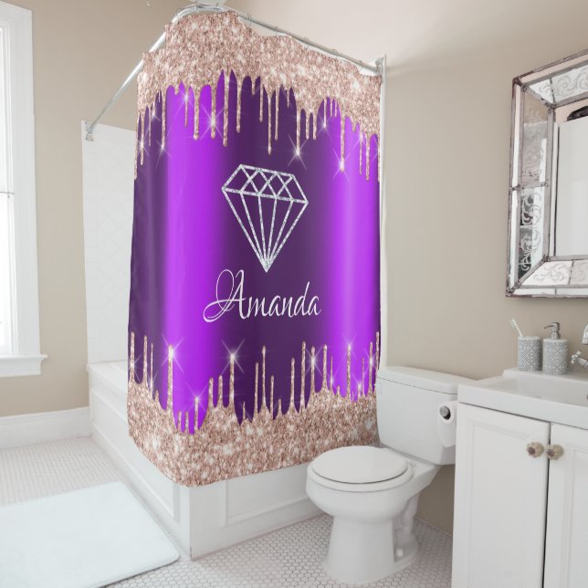Name Sparkly Glitter Drips Pink Rose Purple Bridal (In Situ)
