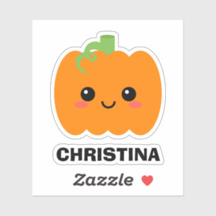 Name Sticker Cute Pumpkin, Decorate Your Belonging
