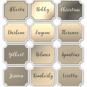 Name Sticker Set Elegant Colours 