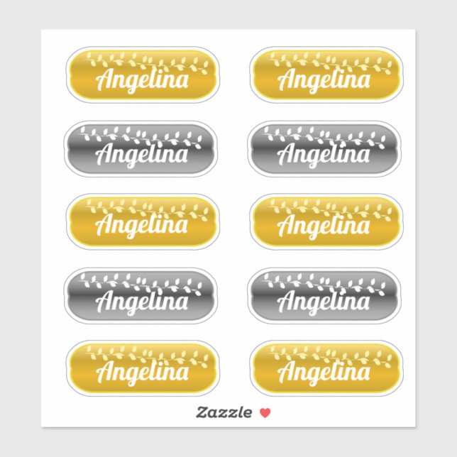 Name Sticker Set Gold and Silver (Sheet)