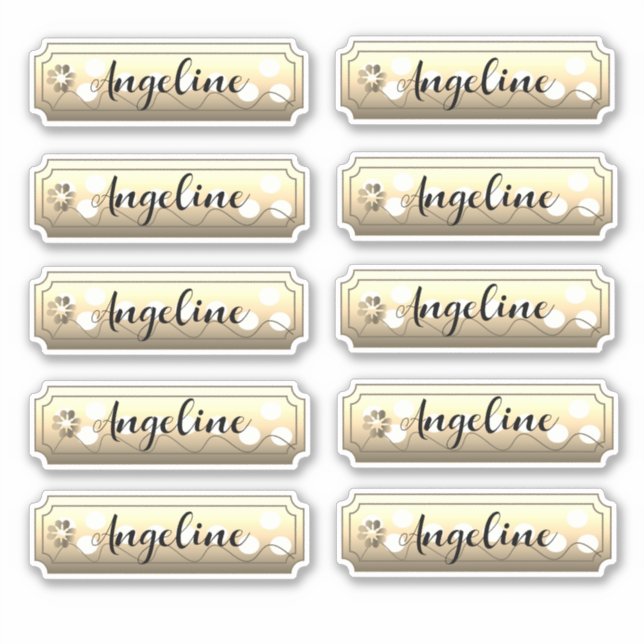 Name Sticker Set Gold Flowers (Front)