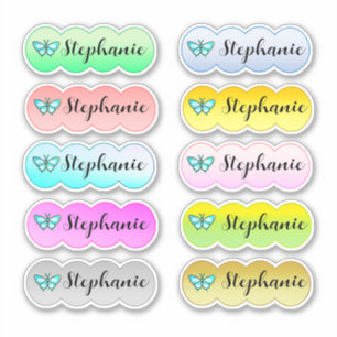 Name Sticker Set Multi Colour With Butterfly