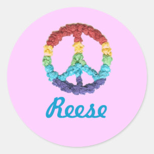 Name sticker with peace sign