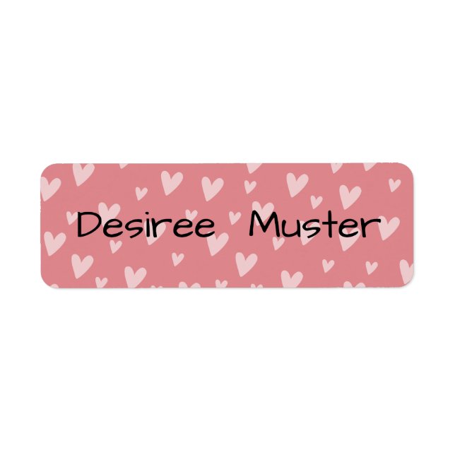 Name Stickers Square - Red Hearts (Front)