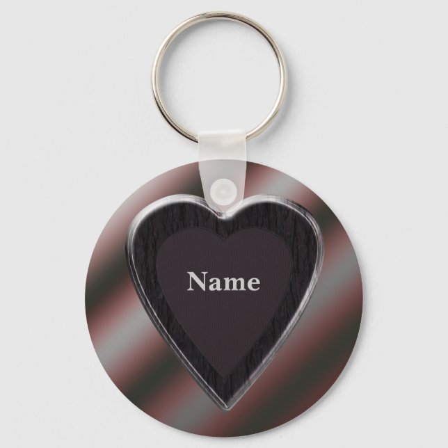 Name Stripes Heart Keychain - Template (Front)