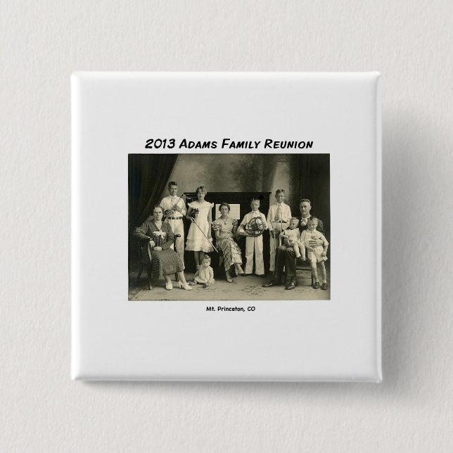 Name Tag Adams Reunion 2 Inch Square Button (Front)