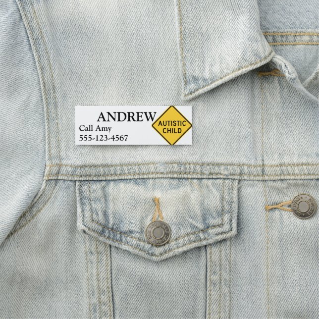 Name Tag Autism ID Badge Emergency Contact (In Situ)