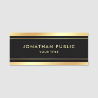 Name Tag Black Gold Modern Personalized Template